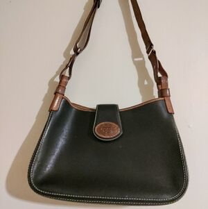 Rare Vintage Dooney & Bourke Black/Brown Leather "Hobo" Shoulder Bag Mde In USA